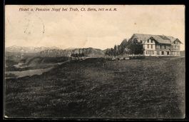 AK Trub /BE, Hotel Napf mit Bergpanorama