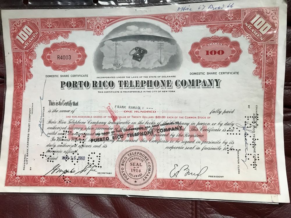 Historische Aktie Porto Rico Telephone Company (Gebraucht) in Zürich ...