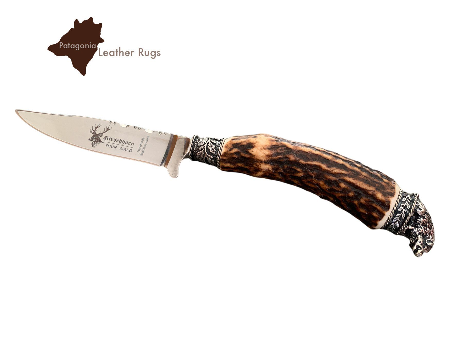 Zubehör: Messer mit Griff aus echtem Hirschhorn und Lederscheide – Neu und originalverpackt aus Arbedo von patagonialeatherrugs 4
