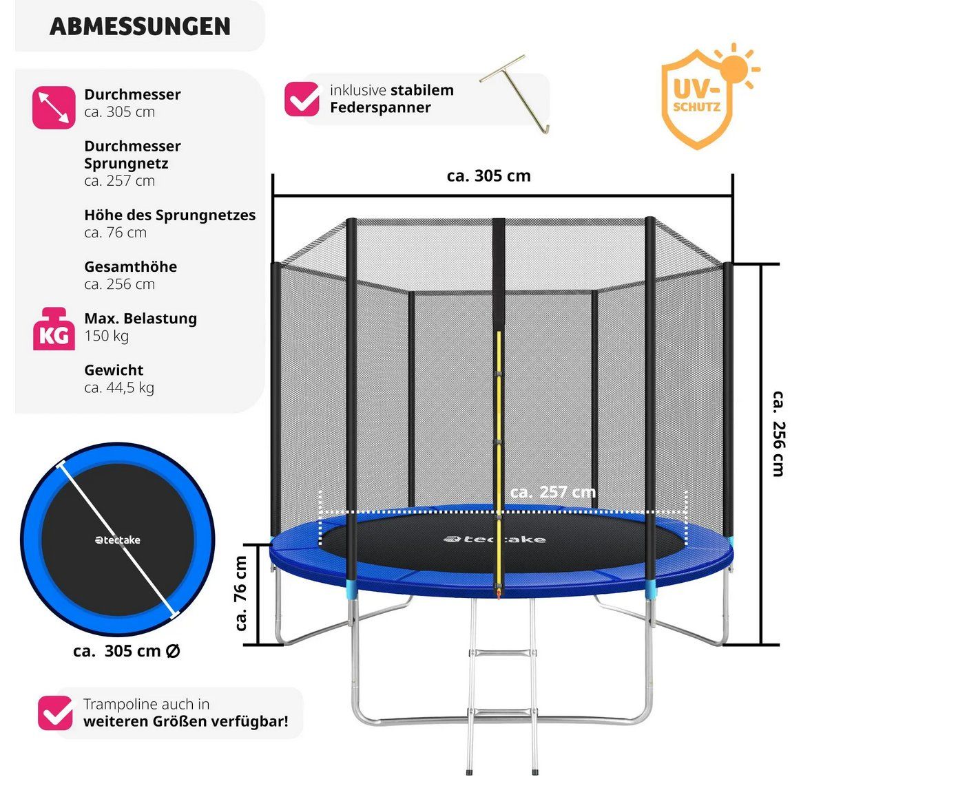 Trampolini: Trampolin mit Sicherheitsnetz 305cm – Nuovo (secondo la descrizione) da Steinhausen venduto da Retourenprofis 8