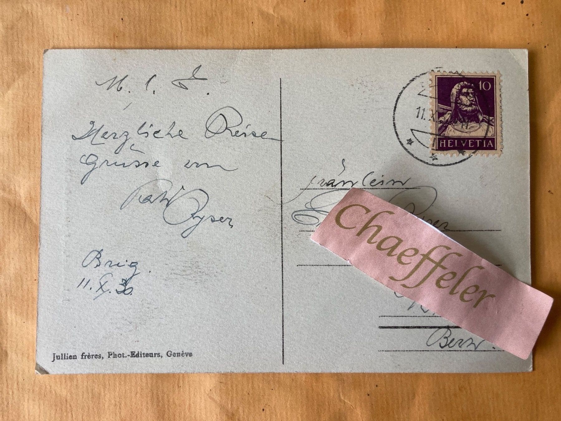 Ansichtskarten: 1930 J. J.- 1528.- Paysannes de Champéry – Gebraucht aus Zürich von Chaeffeler 1