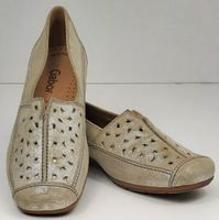 GABOR Mokassins beige/gold/glänzend mit Cutouts Gr. 37