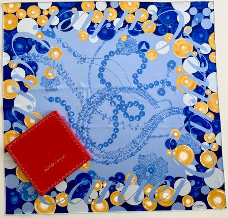 CARTIER Foulard "Jewels", 100% soie, avec box original