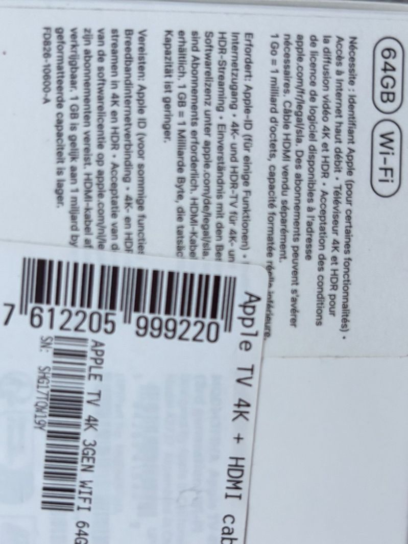 Apple Lettore multimediale & Streamer: Apple tv 4K 3.Gen. 64 GB – Usato da Chur venduto da boltsi01 2