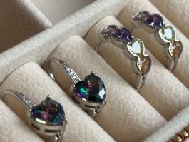 Luxus Elegante Duo Ohrschmuck Ohrstecker Farbe: Silber/Multi