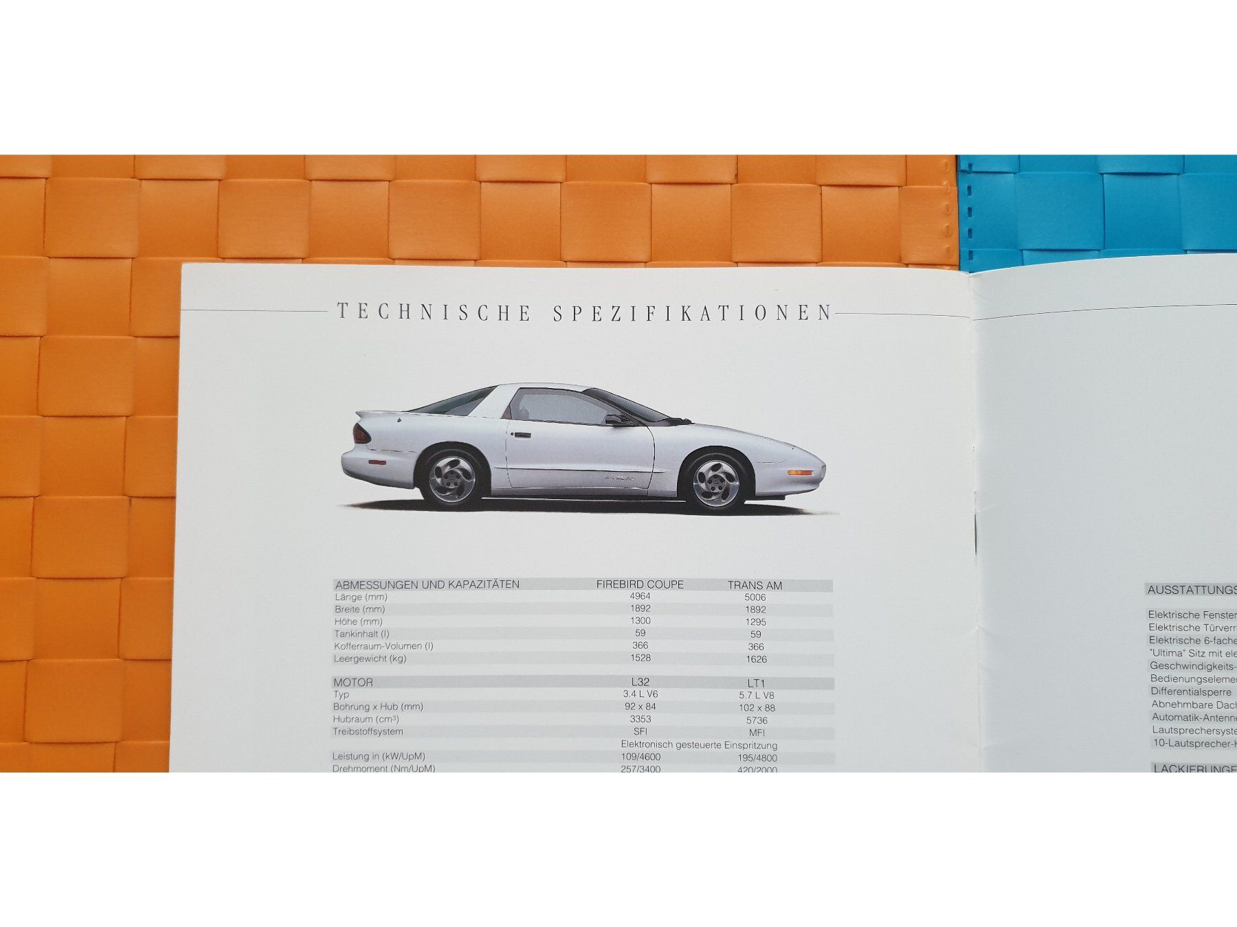 Riviste & Magazine: PONTIAC FIREBIRD 1993 - Prospekt / Katalog – Usato da Viganello venduto da CARLiteratur 4