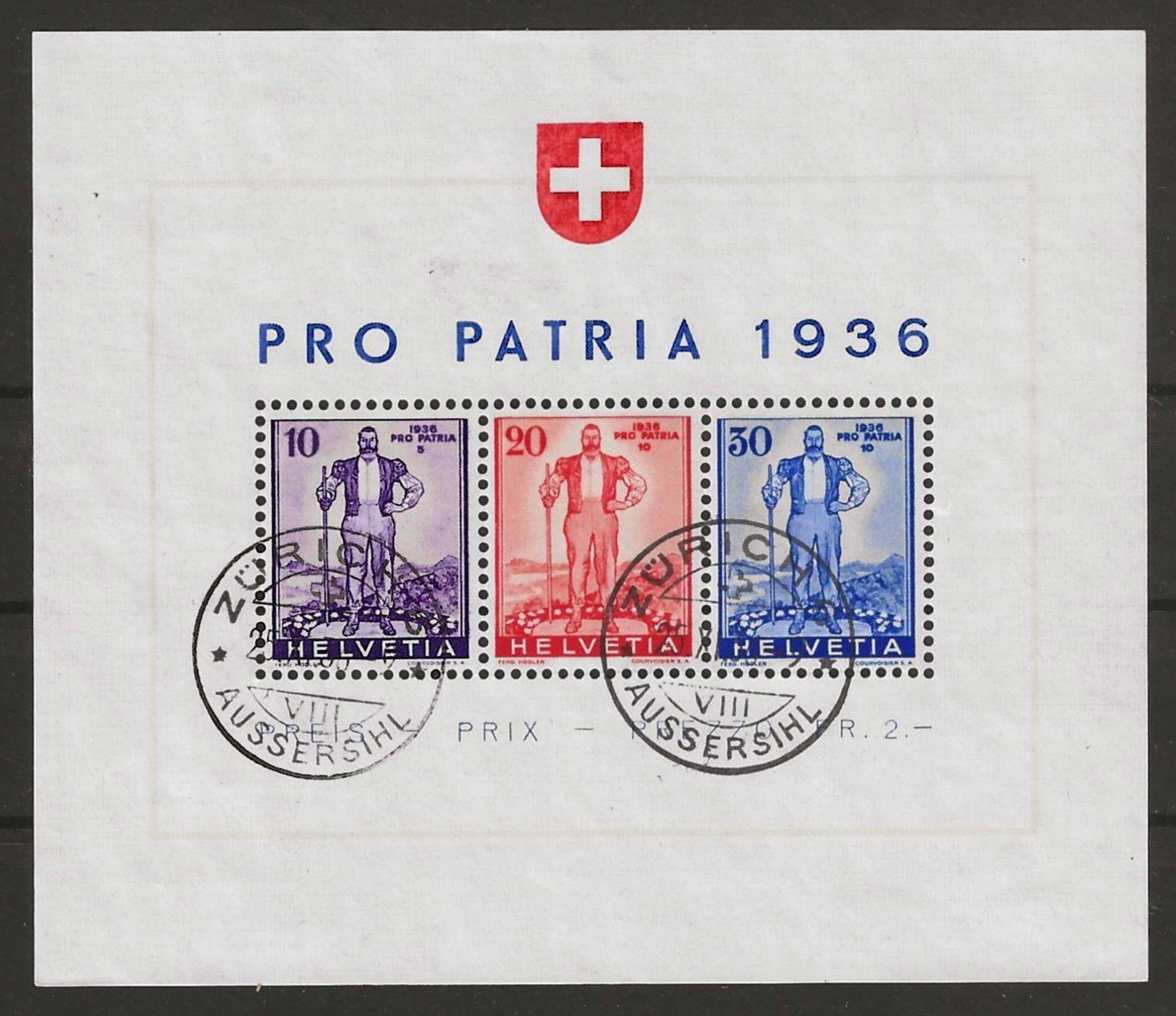 Tutti i francobolli: 1936 : Pro Patria Block W8, KP 300.--- – Usato da Gümligen venduto da Geniusbuy