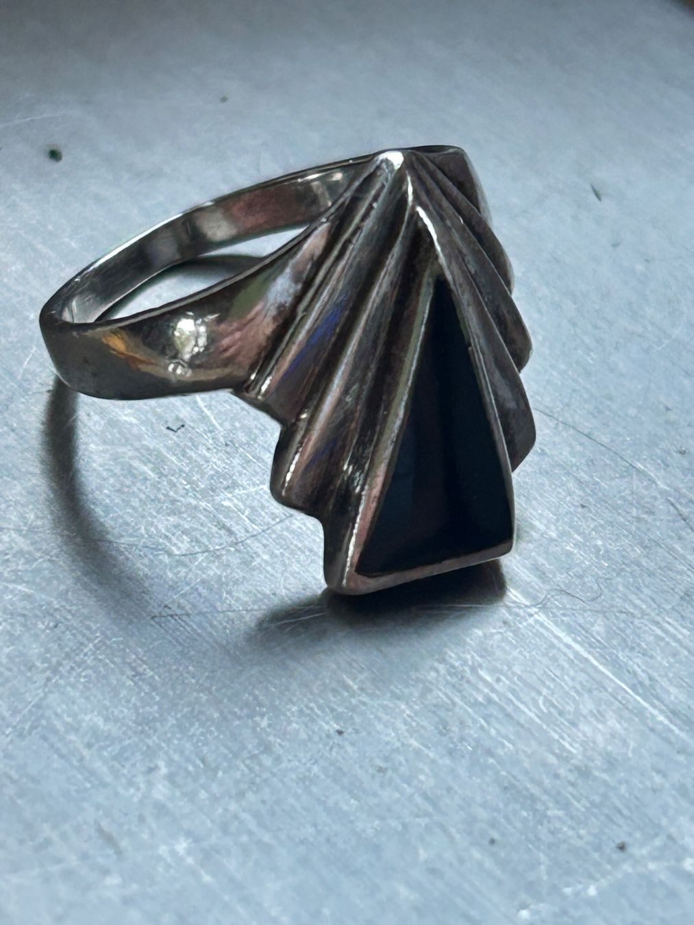 Ringe: Vintage Silberring mit Onyx Einsatz (Gr. 54.5) – Gebraucht aus Laufen von belleskulptur 9