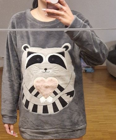 Pull doux gris raton laveur taille M/L