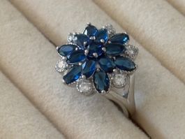 Luxus Elegante Gr.18/8 Ring Farbe: Silber /blau