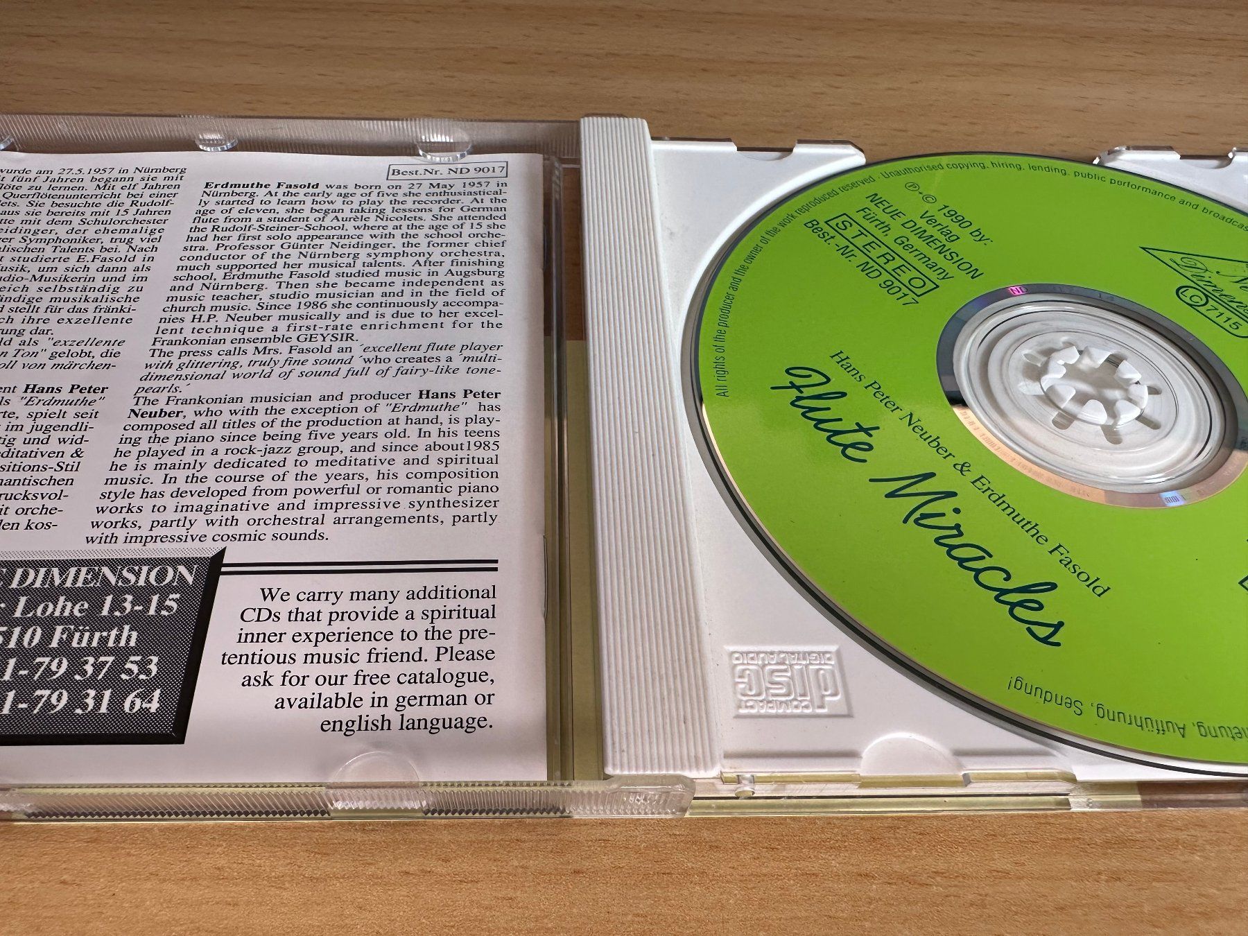 CD: Erdmuthe Fasold & Hans Peter Neuber - Flute Miracles – Usato da Rikon im Tösstal venduto da Alpenmutz 2