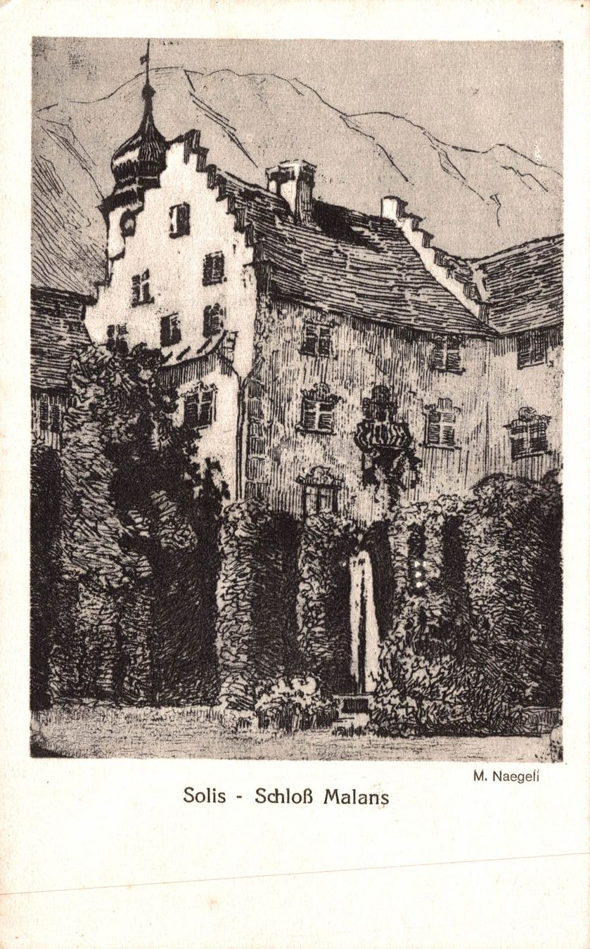 Cartoline postali: Solis - Schloss Malans (Schloss Bothmar) – Usato da Bronschhofen venduto da Astore