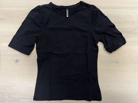 T-Shirt mit längeren gerüschten Ärmeln schwarz XS neu