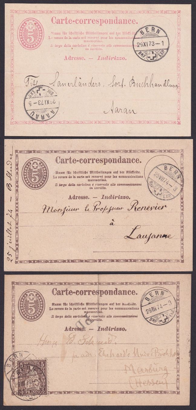 Tous les timbres: 3 Ganzsachen Postkarten von BERN – D'occasion à Ebikon par SilvioFreund