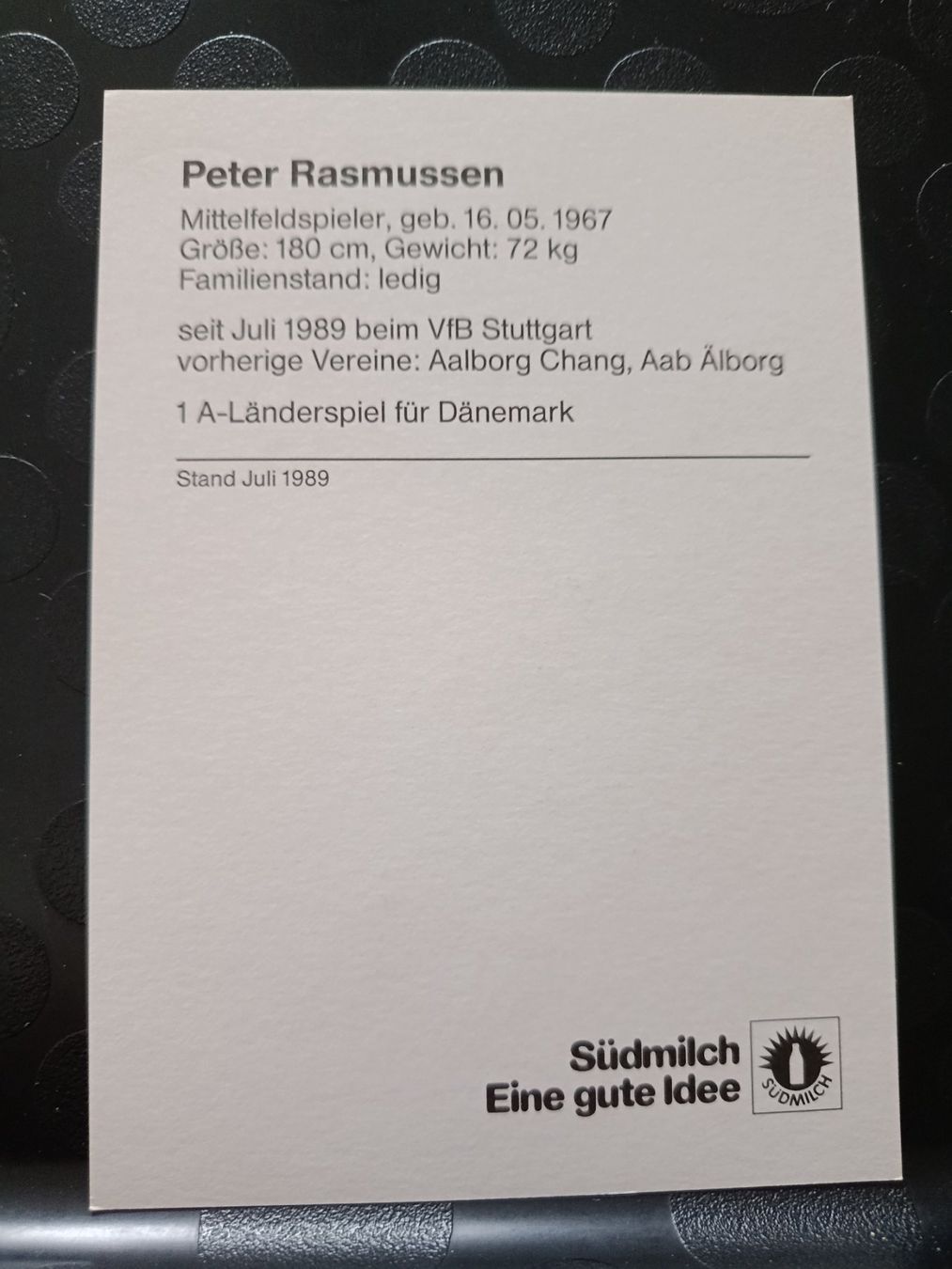 Autogramme: Peter Rasmussen - VfB Stuttgart - handsignierte alte Karte – Gebraucht aus Menziken von Artographs 1