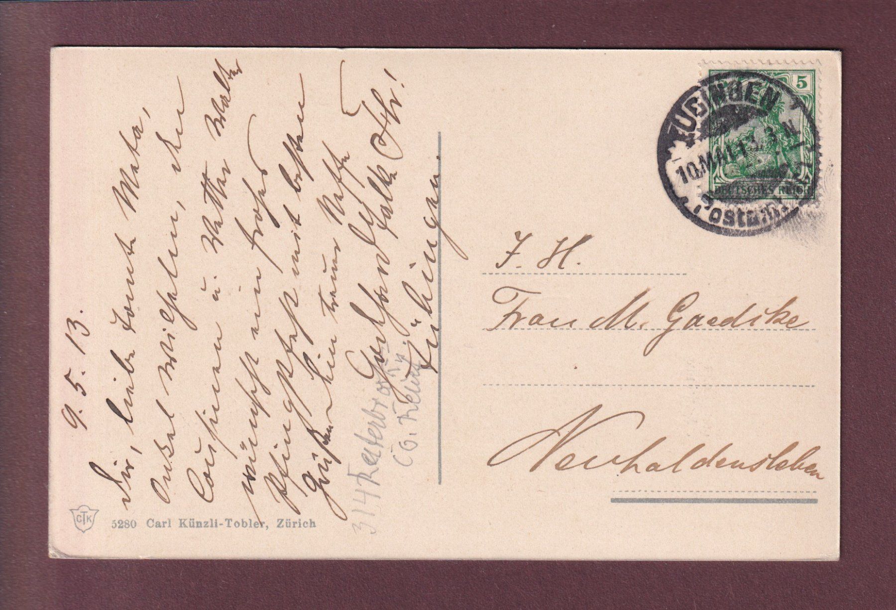 Cartoline postali: ZÜRICH - Alpenquai - 1913 – Usato da Pully venduto da nicecards 1