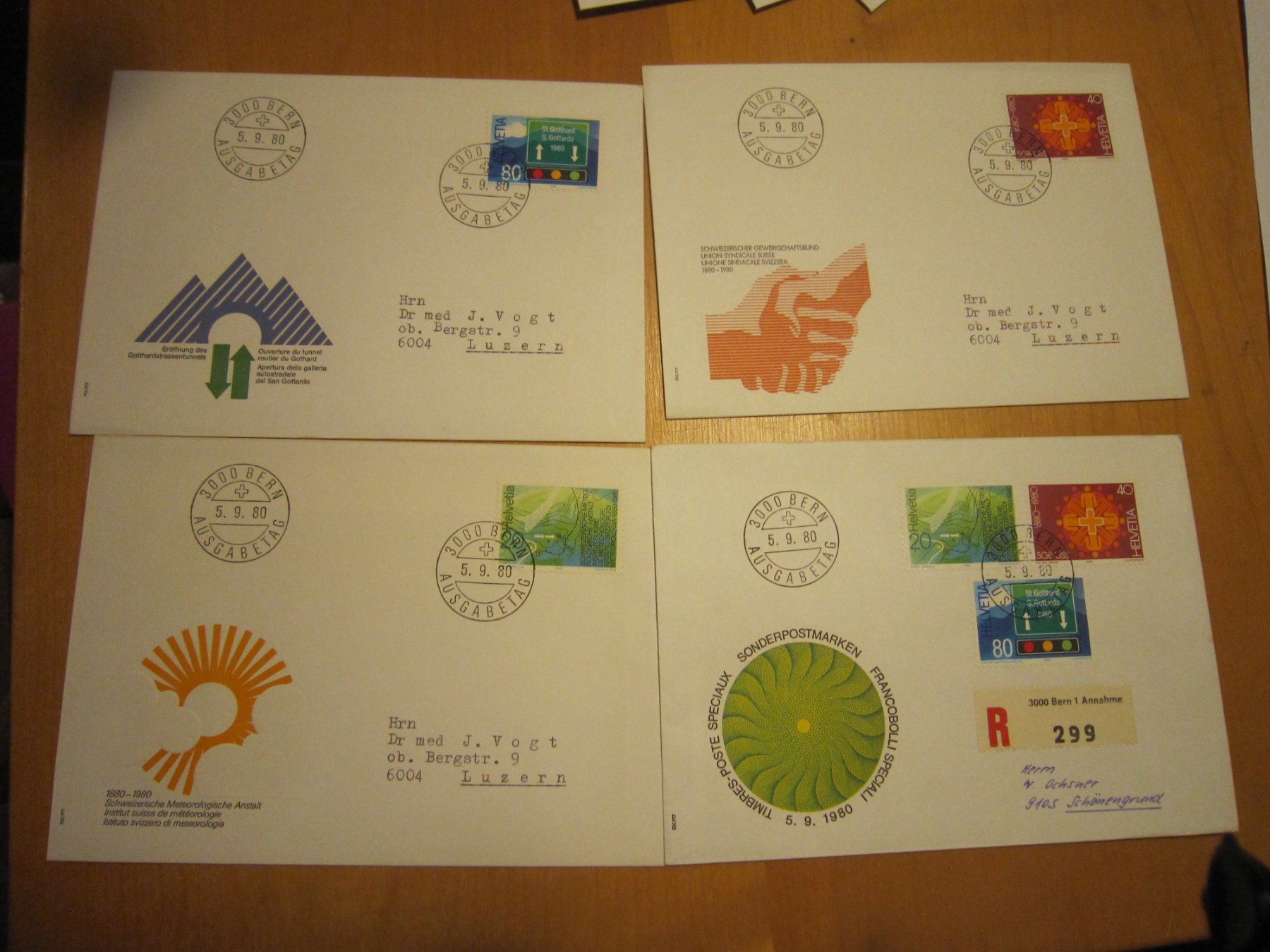 Tutti i francobolli: CH 1980 FDC Serie, 4er einzeln mit/o Adresse – Usato da Gordola venduto da Polentaefung 5
