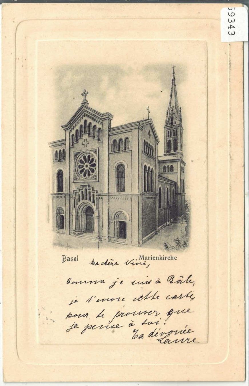 Cartoline postali: Basel - Marienkirche - Präge-Karte – Usato da Ettingen venduto da Kartenplanet
