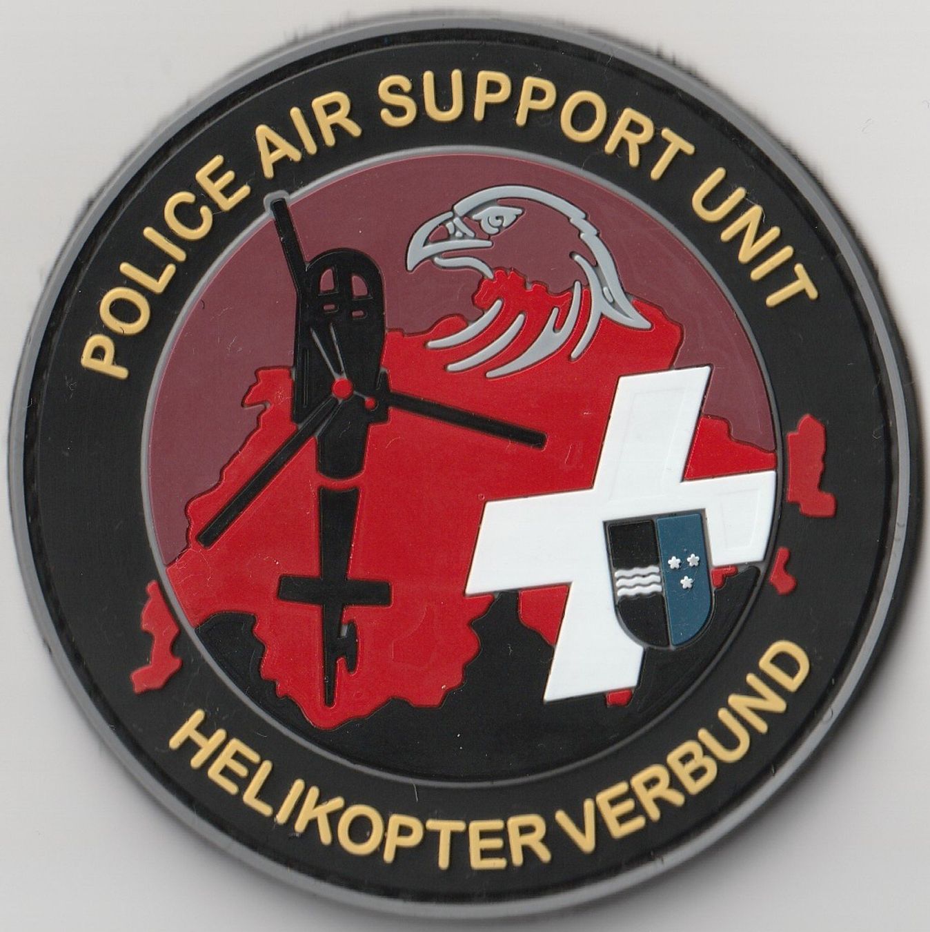 Swiss Placchette & Badge: Schweizer Polizei Helikopter Verbund Unit mit Klett Aargau. – Nuovo e nell'imballaggio originale da Emmenbrücke venduto da F.ingl-1947