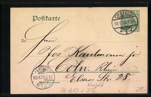 Cartoline postali: Handgemalt: Krefeld, Wanderer grüsst Ri – Usato da Berlin venduto da bartko-reher 1