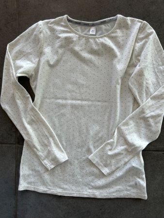 Okaidi Mädchen Langarmshirt Gr. 12A/Y 152cm weiss gepunktet