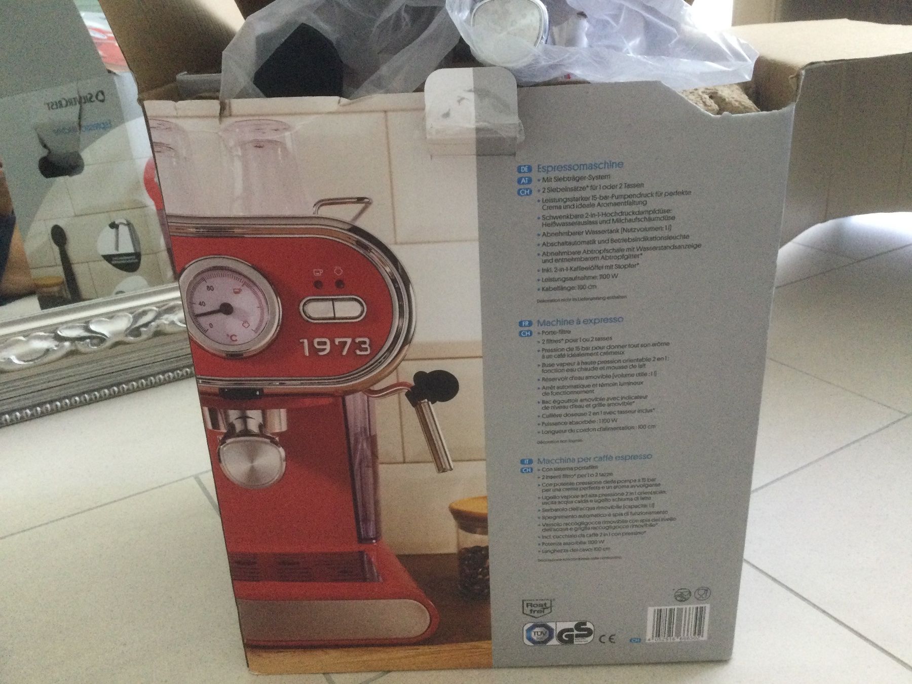 SilverCrest Macchine per caffè & Macchine per espresso: Silvercrest Espressomaschine rot mit Kolben – Nuovo (secondo la descrizione) da Zug venduto da ang_rxx5 3