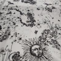 Italienischer Designer Stoff 1.70x1.45m Zodiac nero bianco