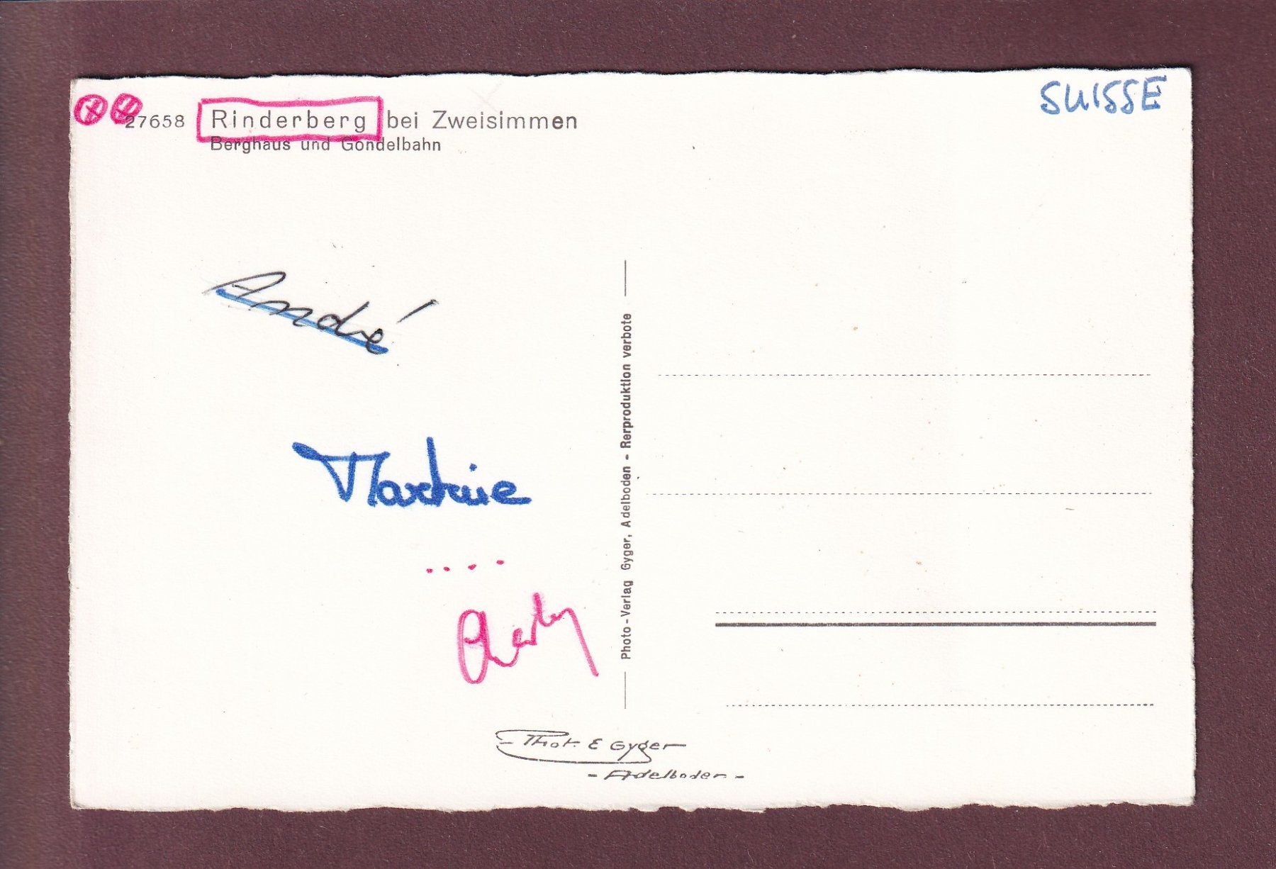 Cartoline postali: RINDERBERG bei Zweissimmen – Usato da Pully venduto da nicecards 1