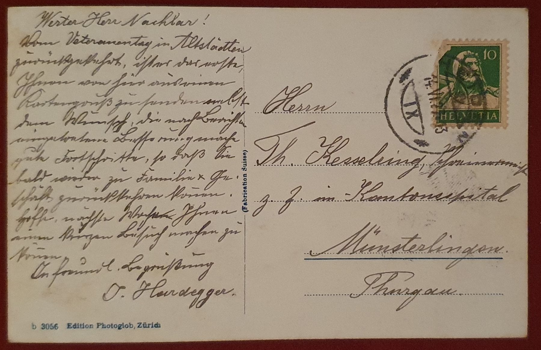 Cartoline postali: Rheineck 1927 – Usato da Kreuzlingen venduto da Rschweiz1 1