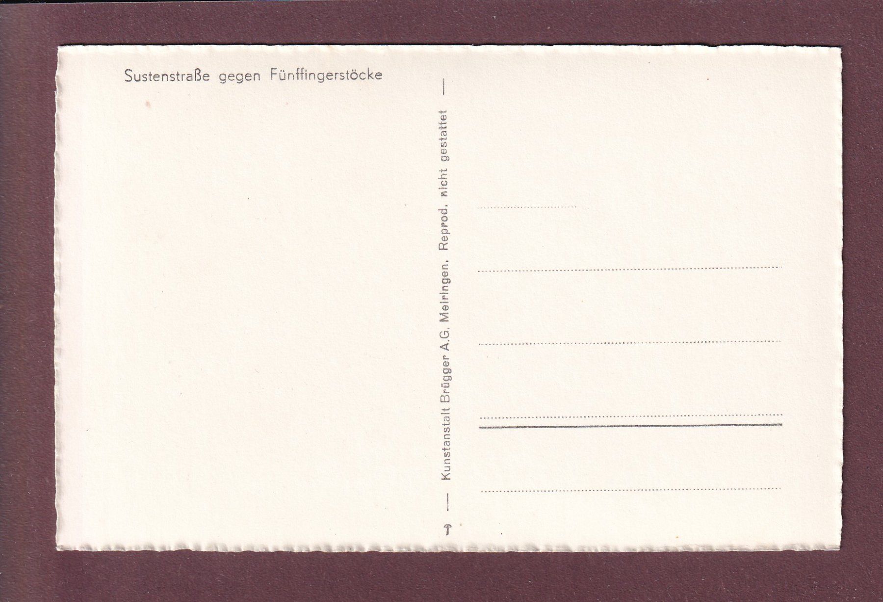 Cartoline postali: SUSTENSTRASSE - Fünffingerstöcke – Usato da Pully venduto da nicecards 1