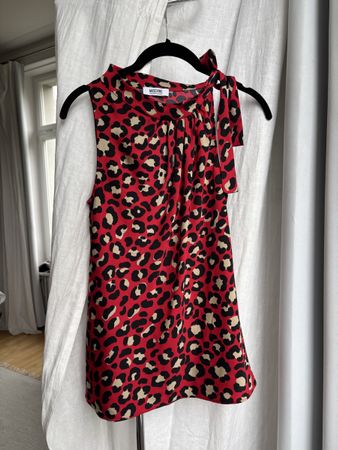 Moschino Red Leopard Print Sleeveless Blouse Size M