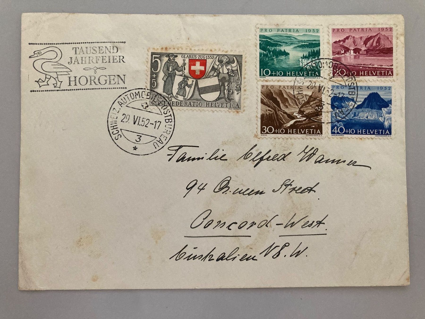 Tutti i francobolli: Brief mit Pro Patria Marken 1952 – Usato da Solothurn venduto da ehe_8spw