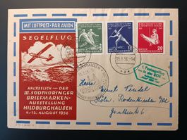 DDR: 1956 Brief 1. Postsegelflug in der DDR