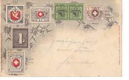 AK UPU 1899 Ansicht mit alten Altschweizmarken