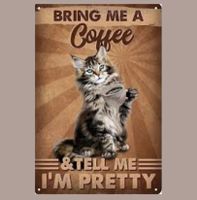🔥 BRING ME COFFEE Katzen Blechschild 🩶 20x30cm OVP 🔥