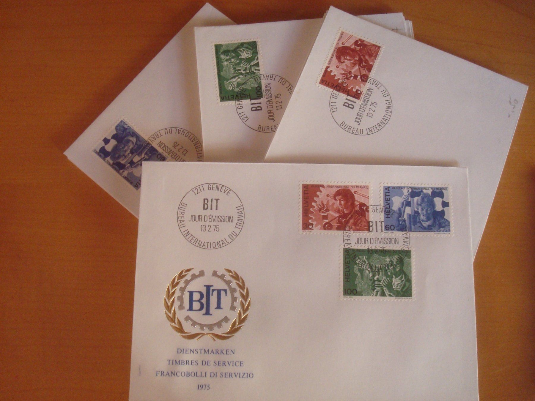 Alle Briefmarken: GA 1975 BIT FDC Serie einzeln und 4er – Gebraucht aus Gordola von Polentaefung 1