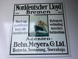 Vintage Blechschild "NORDDEUTSCHER LLOYD BREMEN“ Dampfschiff