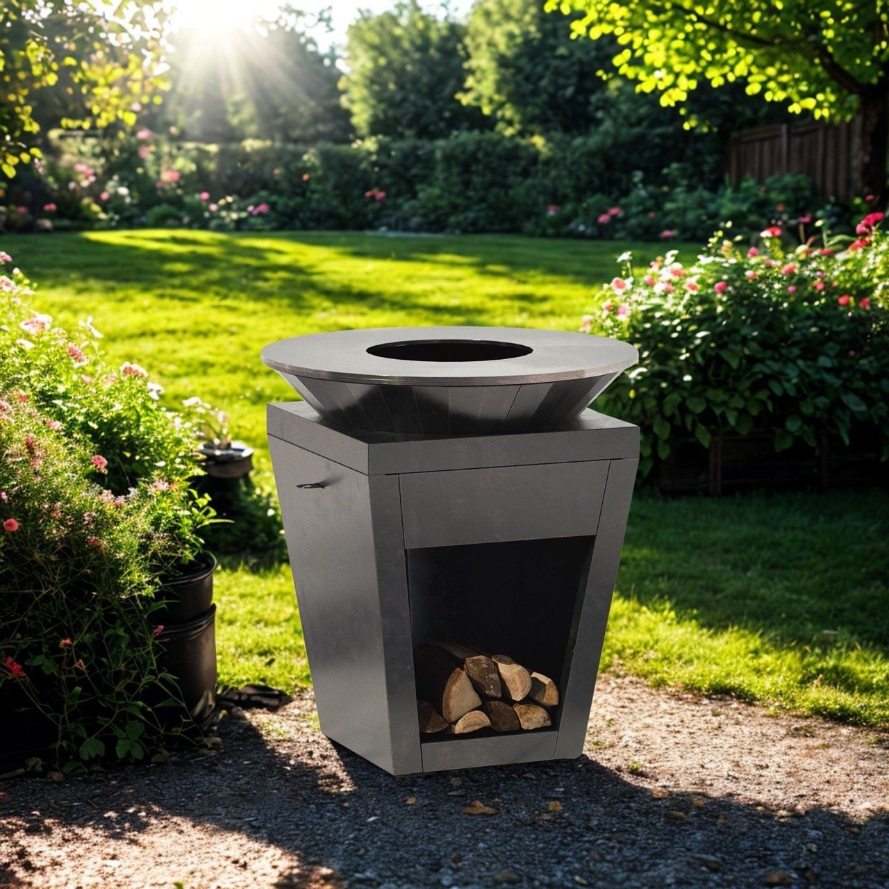 Bracieri: Feuerschale mit Kochplatte - Grillplatte - Corten/Schwarz – Nuovo e nell'imballaggio originale da Nottwil venduto da apa_gr27 1
