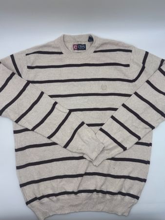 Herren Chaps Pullover, beige mit Streifen, Grösse L