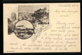 AK Neuchatel, Ortsansicht mit Uferpartie