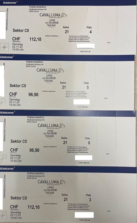  Cavalluna Tickets 2 Erwachsene + 2 Kinder (Neu (gemäss Beschreibung 