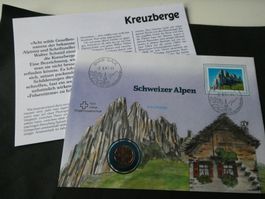 Schweiz 1986, 1 Rappen unzirkuliert, Münzbrief Kreuzberge