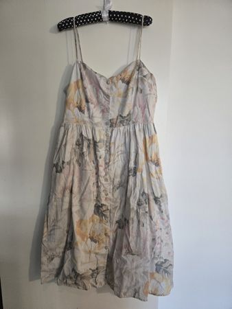 H&M Sommerkleid Blumenmuster Grösse 44 Leinen Mischung
