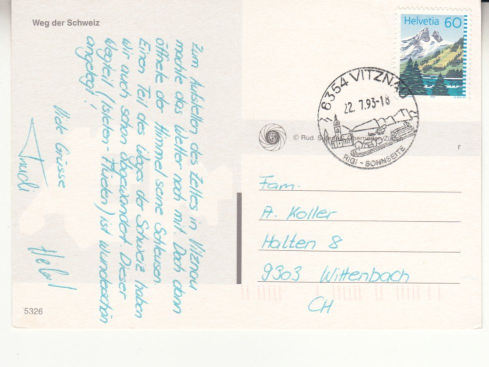 Cartoline postali: Weg der Schweiz 1993 – Usato da Bürglen TG venduto da StampGraf 1