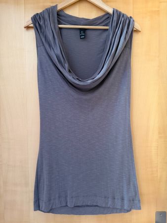 H&M Damen Longshirt grau | Wasserfall-Ausschnitt | Gr. L
