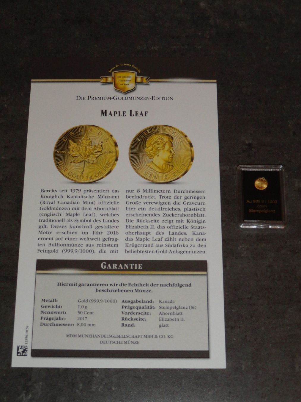 Tutti le monete: 1 g Goldmünze MAPLE LEAF aus Kanada 2017 – Nuovo e nell'imballaggio originale da Dagmersellen venduto da dribbeldrago10 1