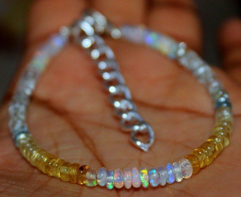 21 Crt Natural Ethiopian Fire Opal & Multi Aquamarine Rondel (Neu und ...
