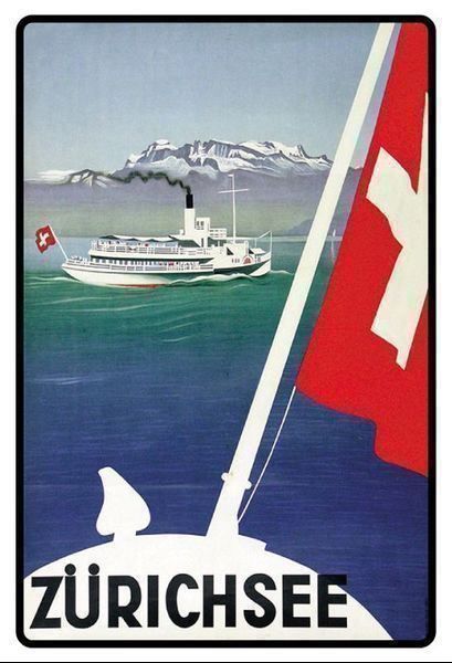 Insegne: Blechschild-ZÜRICHSEE MIT SCHIFF – Nuovo e nell'imballaggio originale da Rupperswil venduto da big-one-sale