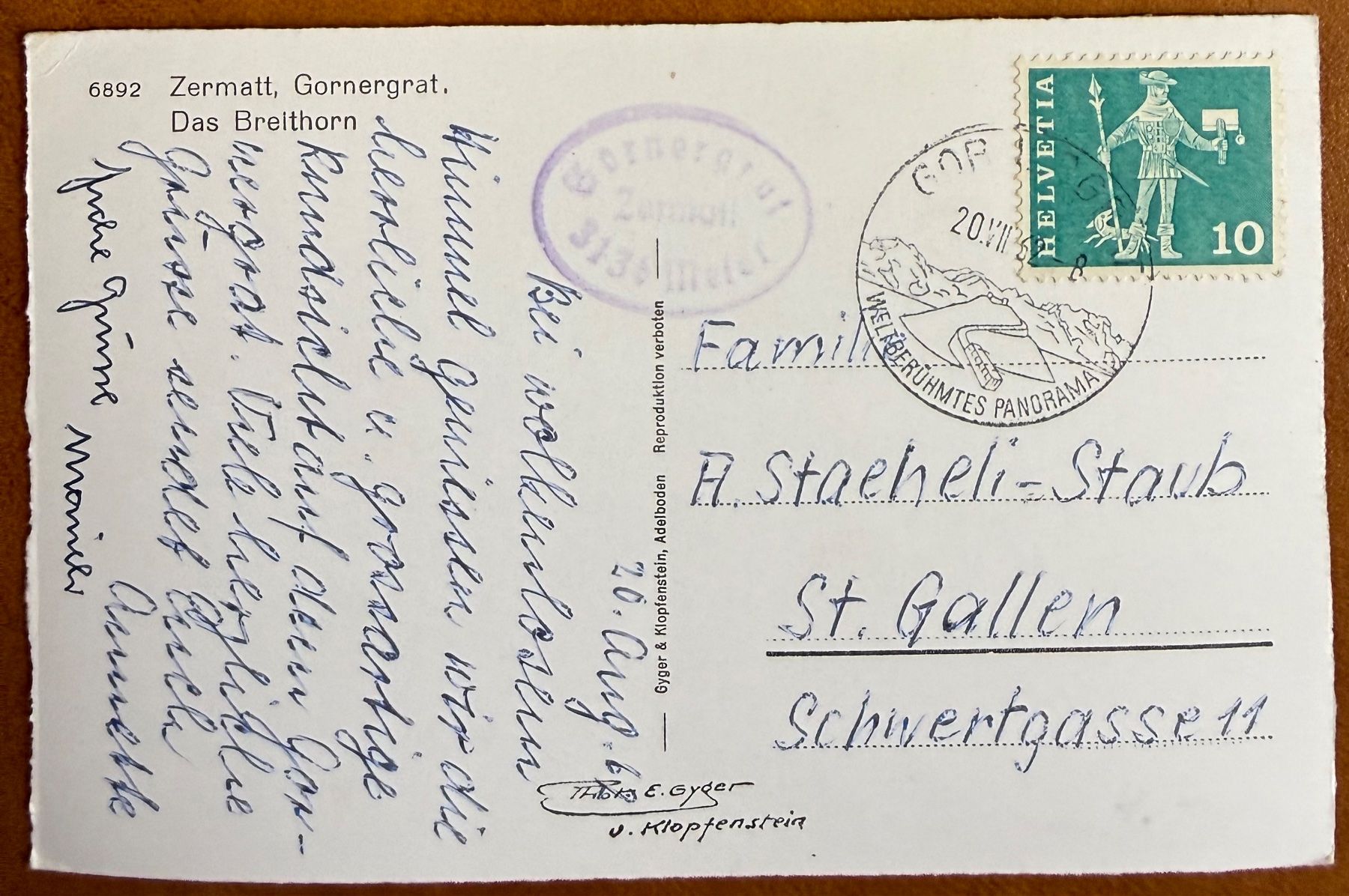 Cartoline postali: Zermatt - Gornergrat das Breithorn 1962 – Usato da Lutry venduto da Ediego 1