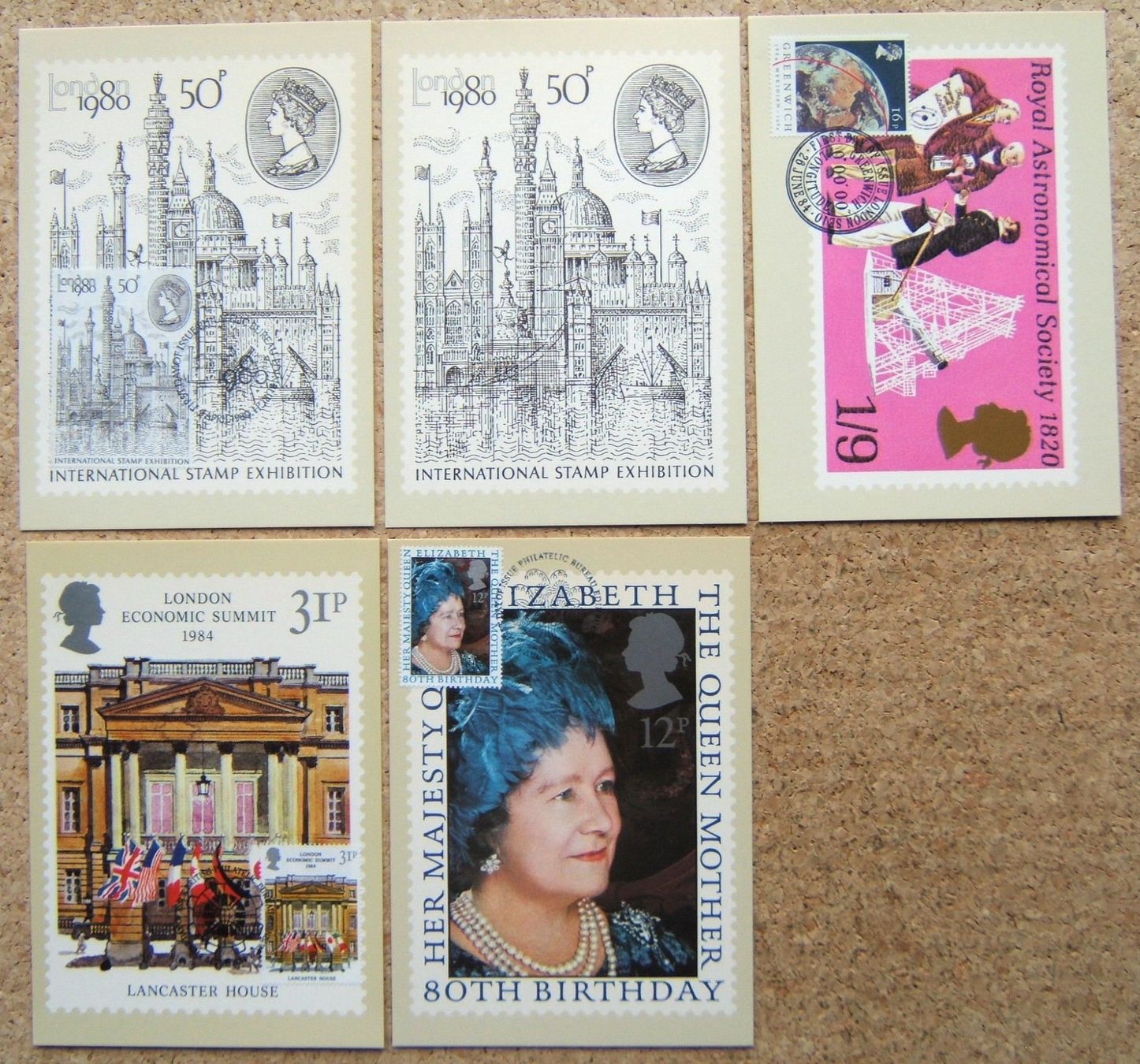 Tutti i francobolli: LOT MAXIMUMKARTEN GROSSBRITANNIEN : 1980 / 1984 – Usato da Brunnen venduto da Nonne04